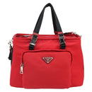 PRADA Pet Bag Pet Carry Nylon 2way Red Silver Auth 170756SAM-2