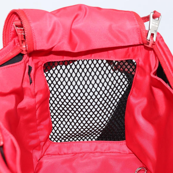 PRADA Pet Bag Pet Carry Nylon 2way Red Silver Auth 170756SAM