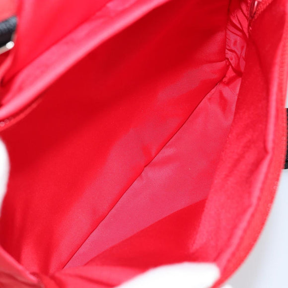 PRADA Pet Bag Pet Carry Nylon 2way Red Silver Auth 170756SAM