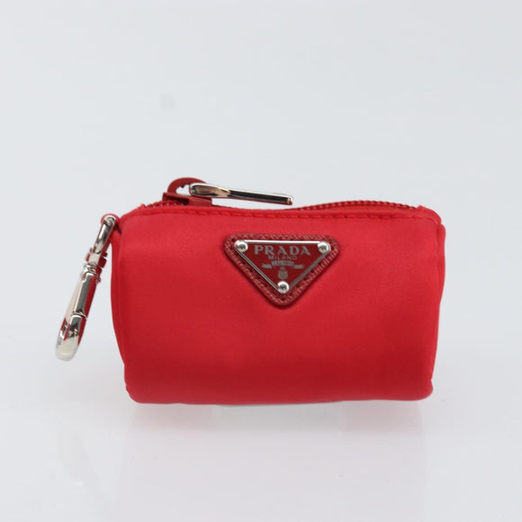 PRADA Pet Bag Pet Carry Nylon 2way Red Silver Auth 170756SAM