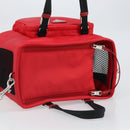 PRADA Pet Bag Pet Carry Nylon 2way Red Silver Auth 170756SAM-6