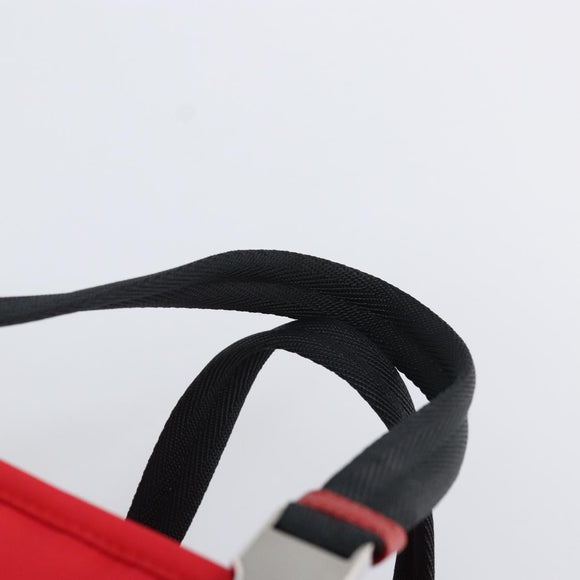 PRADA Pet Bag Pet Carry Nylon 2way Red Silver Auth 170756SAM