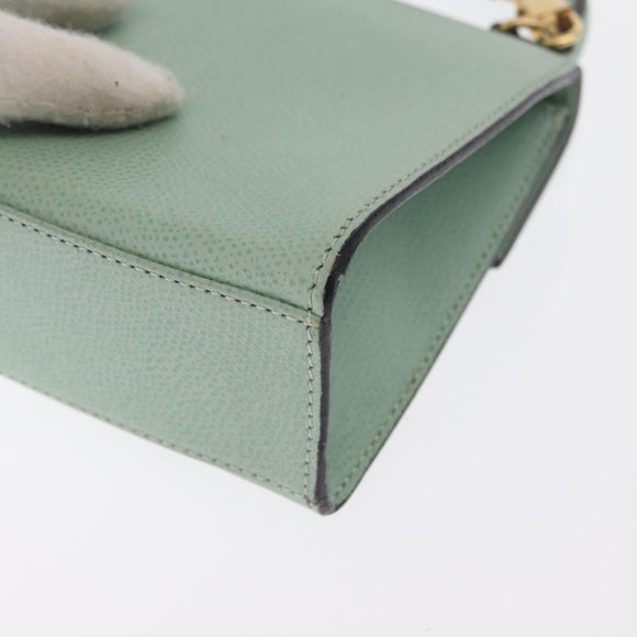 CELINE Hand Bag Leather 2way Green Gold Auth 170757A