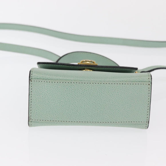 CELINE Hand Bag Leather 2way Green Gold Auth 170757A