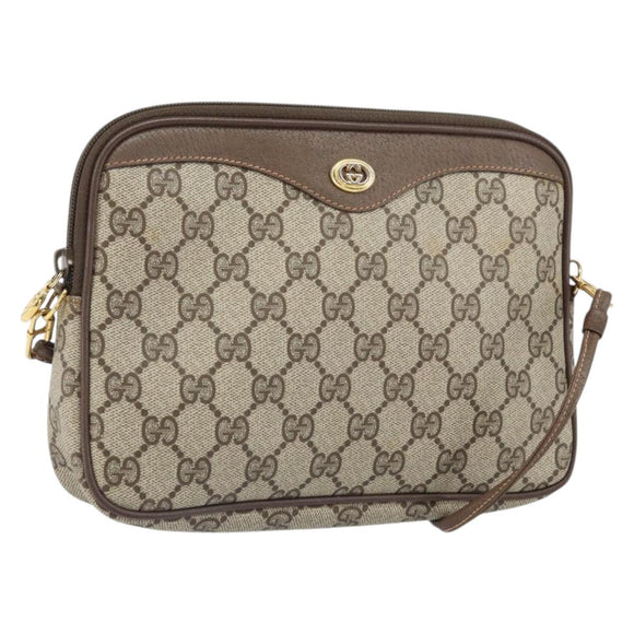 GUCCI GG Supreme Shoulder Bag PVC Beige Gold 97 02 068 Auth 170761