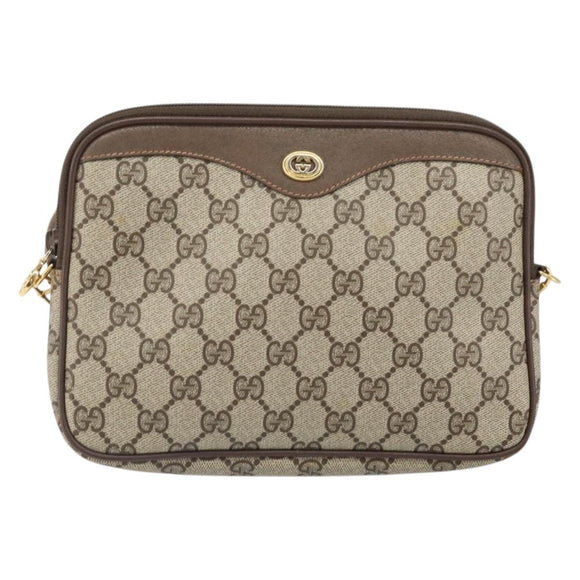 GUCCI GG Supreme Shoulder Bag PVC Beige Gold 97 02 068 Auth 170761