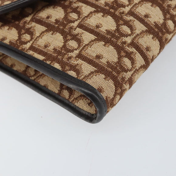 Christian Dior Trotter Canvas Chain Shoulder Bag Brown Gold Auth 170764