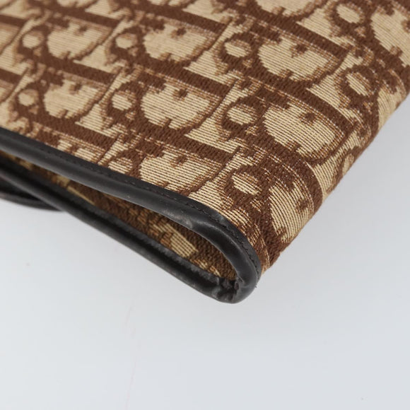 Christian Dior Trotter Canvas Chain Shoulder Bag Brown Gold Auth 170764