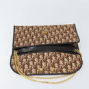 Christian Dior Trotter Canvas Chain Shoulder Bag Brown Gold Auth 170764-18