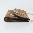 Christian Dior Trotter Canvas Chain Shoulder Bag Brown Gold Auth 170764-4
