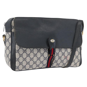 GUCCI GG Supreme Sherry Line Shoulder Bag PVC Navy Gold 904 02 084 Auth 170766