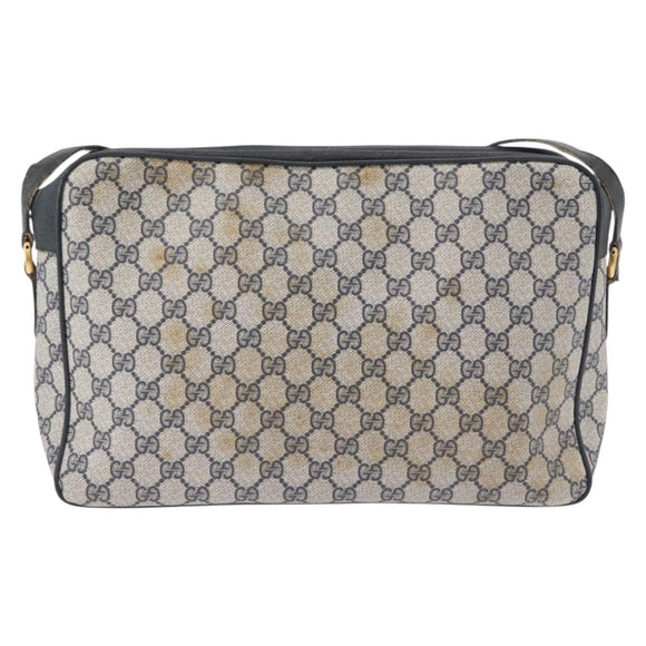 GUCCI GG Supreme Sherry Line Shoulder Bag PVC Navy Gold 904 02 084 Auth 170766
