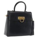 Salvatore Ferragamo Gancini Hand Bag Leather 2way Navy Gold Auth 170776-1