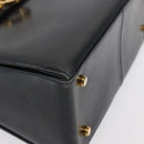 Salvatore Ferragamo Gancini Hand Bag Leather 2way Navy Gold Auth 170776-12