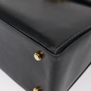 Salvatore Ferragamo Gancini Hand Bag Leather 2way Navy Gold Auth 170776-13