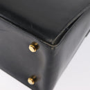 Salvatore Ferragamo Gancini Hand Bag Leather 2way Navy Gold Auth 170776-15