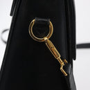 Salvatore Ferragamo Gancini Hand Bag Leather 2way Navy Gold Auth 170776-16