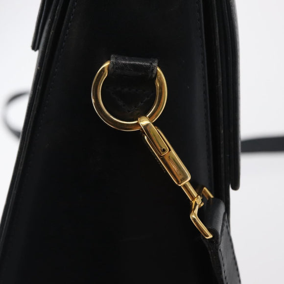Salvatore Ferragamo Gancini Hand Bag Leather 2way Navy Gold Auth 170776