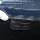 Salvatore Ferragamo Gancini Hand Bag Leather 2way Navy Gold Auth 170776-19