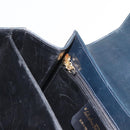 Salvatore Ferragamo Gancini Hand Bag Leather 2way Navy Gold Auth 170776-26