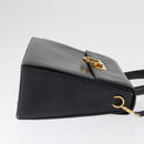 Salvatore Ferragamo Gancini Hand Bag Leather 2way Navy Gold Auth 170776-4