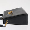 Salvatore Ferragamo Gancini Hand Bag Leather 2way Navy Gold Auth 170776-5