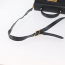 Salvatore Ferragamo Gancini Hand Bag Leather 2way Navy Gold Auth 170776-9