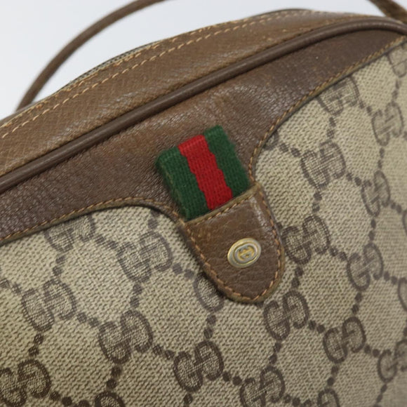 GUCCI GG Supreme Web Sherry Line Bag PVC Beige Gold 89 02 066 Auth 170778