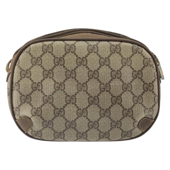 GUCCI GG Supreme Web Sherry Line Bag PVC Beige Gold 89 02 066 Auth 170778