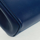 CELINE Circle Shoulder Bag Leather Blue Gold Auth 170782V-11