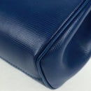 CELINE Circle Shoulder Bag Leather Blue Gold Auth 170782V-12