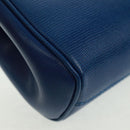 CELINE Circle Shoulder Bag Leather Blue Gold Auth 170782V-13