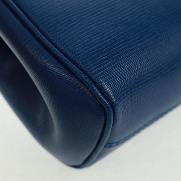 CELINE Circle Shoulder Bag Leather Blue Gold Auth 170782V