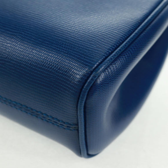 CELINE Circle Shoulder Bag Leather Blue Gold Auth 170782V