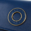 CELINE Circle Shoulder Bag Leather Blue Gold Auth 170782V-15