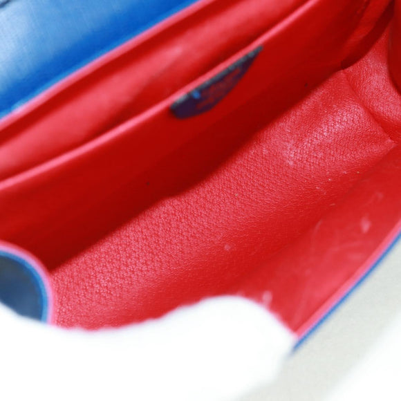 CELINE Circle Shoulder Bag Leather Blue Gold Auth 170782V