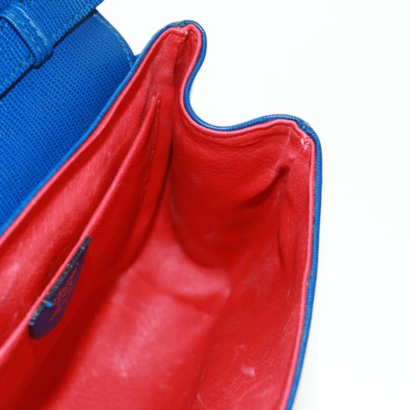 CELINE Circle Shoulder Bag Leather Blue Gold Auth 170782V