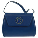 CELINE Circle Shoulder Bag Leather Blue Gold Auth 170782V-2