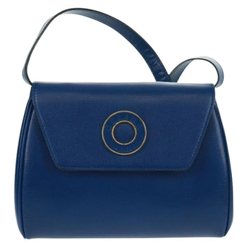 CELINE Circle Shoulder Bag Leather Blue Gold Auth 170782V - 0