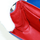 CELINE Circle Shoulder Bag Leather Blue Gold Auth 170782V-20