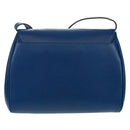 CELINE Circle Shoulder Bag Leather Blue Gold Auth 170782V-3
