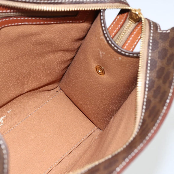 CELINE Macadam Canvas Hand Bag PVC Leather Brown Gold Auth 170786
