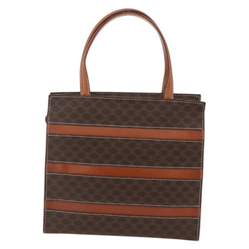 CELINE Macadam Canvas Hand Bag PVC Leather Brown Gold Auth 170786 - 0