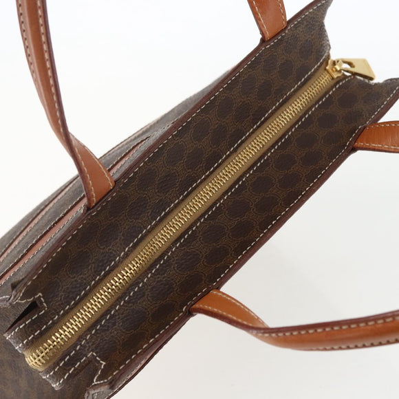 CELINE Macadam Canvas Hand Bag PVC Leather Brown Gold Auth 170786