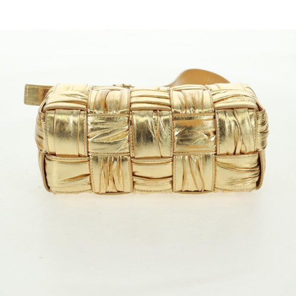 BOTTEGA VENETA MAXI INTRECCIATO Cassette Schoudertas Leer Goud Origineel 170792
