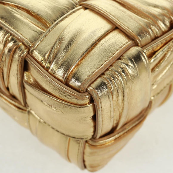 BOTTEGA VENETA MAXI INTRECCIATO Cassette Schoudertas Leer Goud Origineel 170792