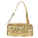 BOTTEGA VENETA MAXI INTRECCIATO Cassette Shoulder Bag Leather Gold Auth 170792-2
