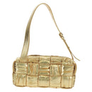 BOTTEGA VENETA MAXI INTRECCIATO Cassette Shoulder Bag Leather Gold Auth 170792-3