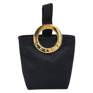 CELINE Circle Pouch Nylon Black Gold Auth 170798V - 0
