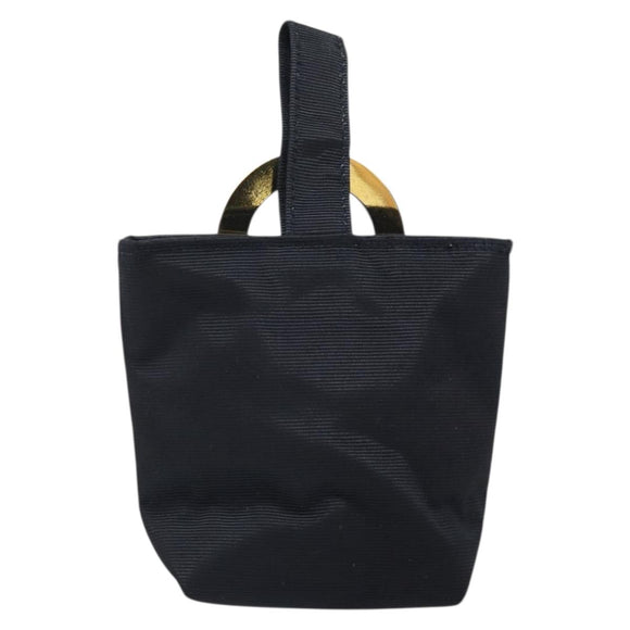 CELINE Circle Pouch Nylon Black Gold Auth 170798V